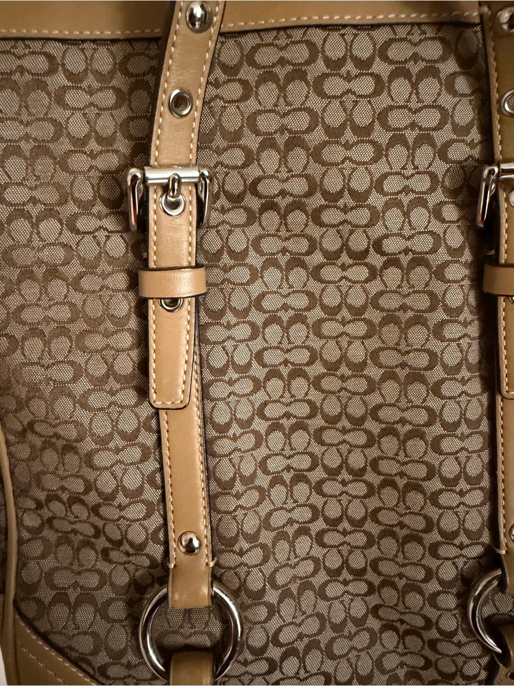 Coach Gallery Signature Jacquard Tote in Brown/Tan - Picture 3 of 7